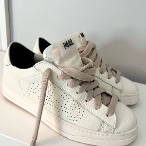 P448 Cream and Tan Sneakers